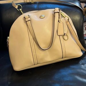 Leather Coach purse 14 x 8 approx Light Tan color